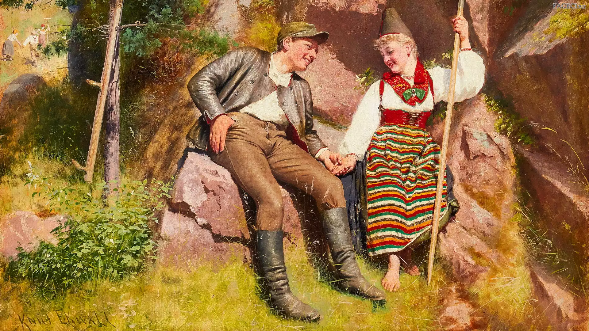 Knut Ekwall, Malarstwo, Skały, Mężczyzna, Obraz, Kobieta